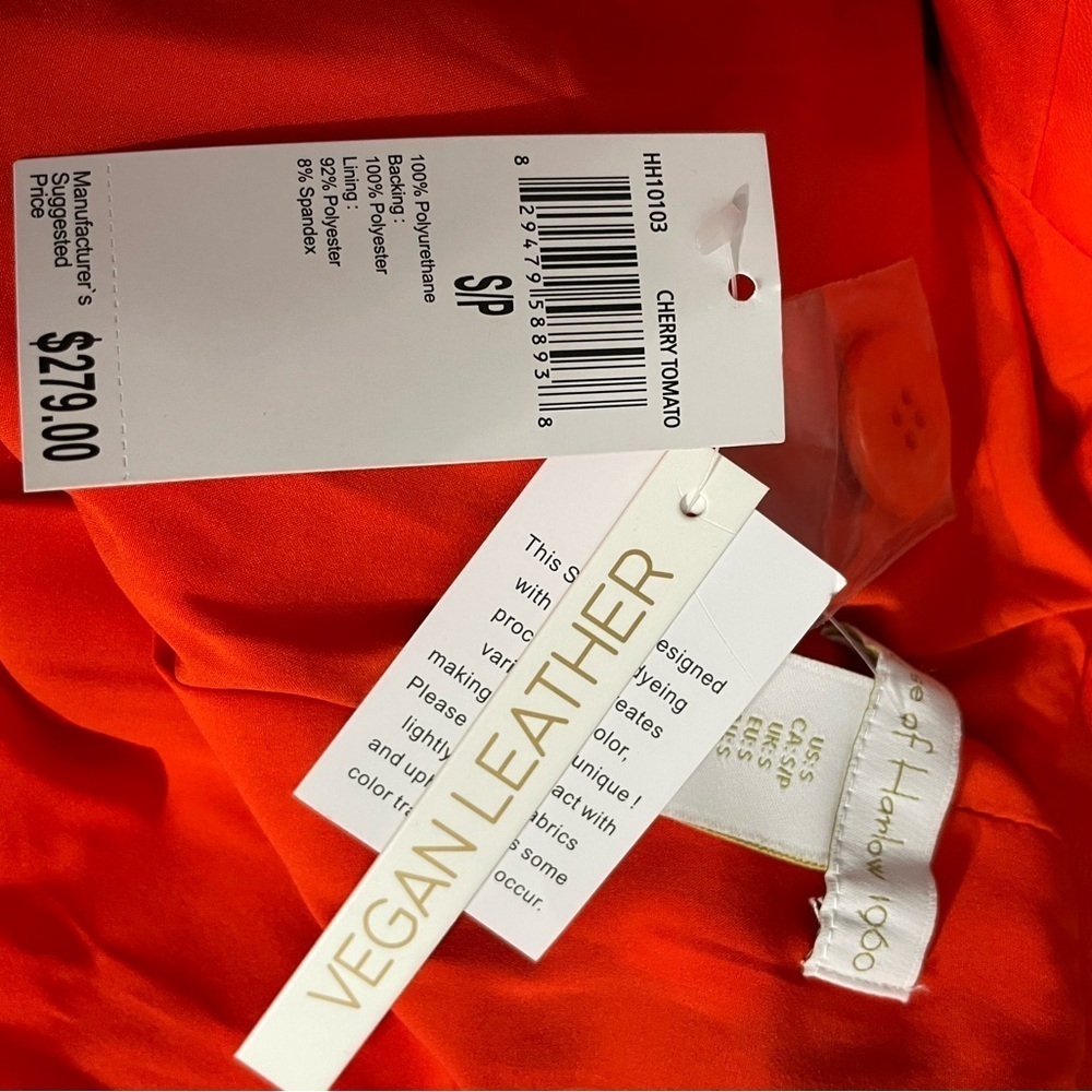 House of Harlow orange faux leather blazer jacket oversized NWT - Picture 10 of 12